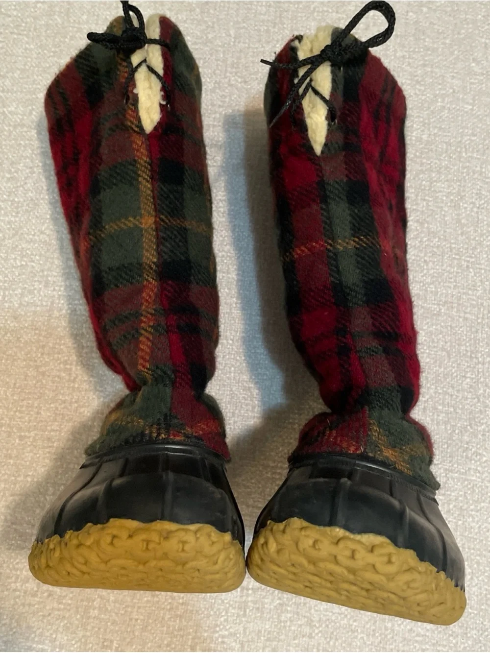 Vintage Women’s L.L. Bean Boots Size 7 M Wool Flannel Sherpa Lined Made In USA